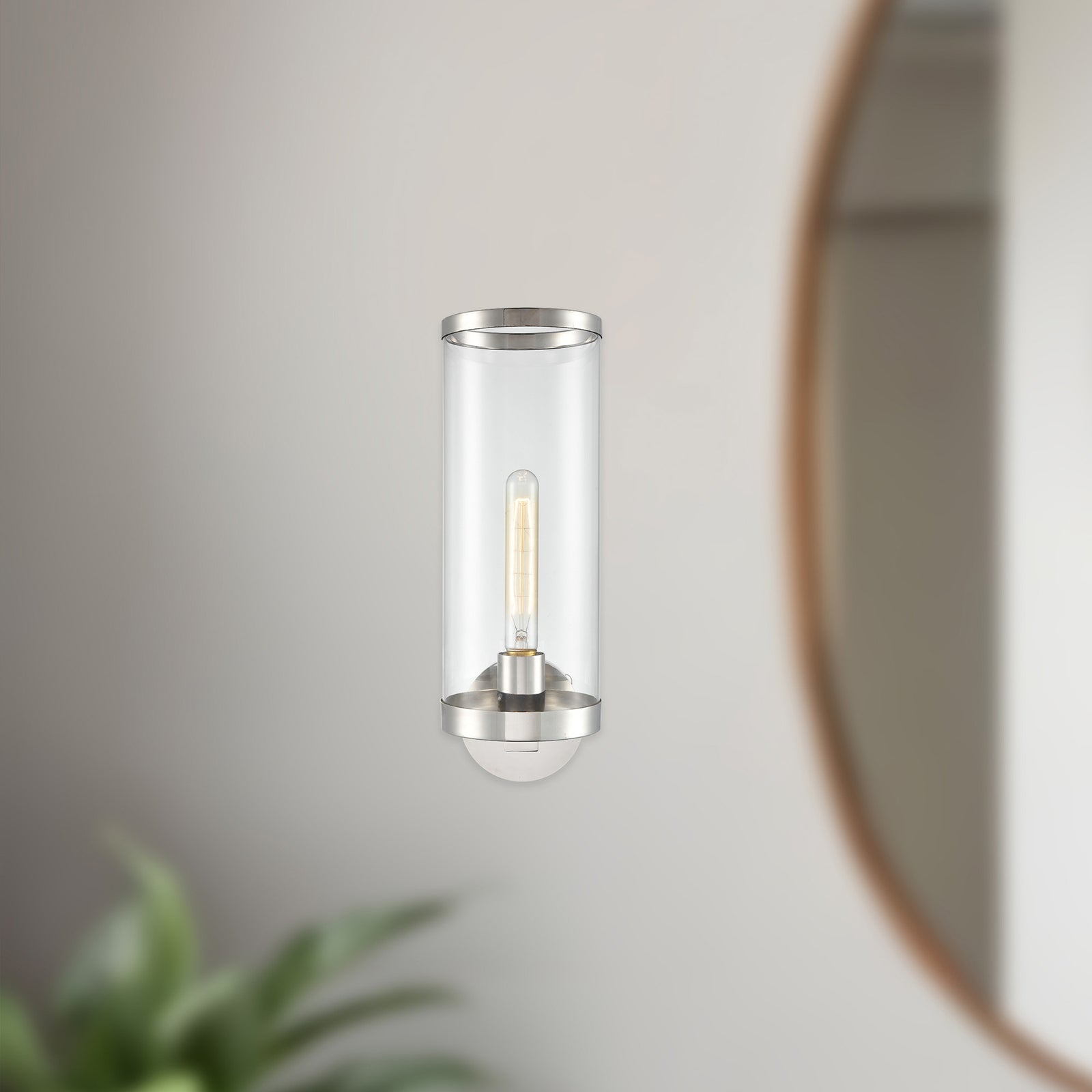 Revolve Ii Clear Glass/Polished Nickel 1 Light Wall/Vanity