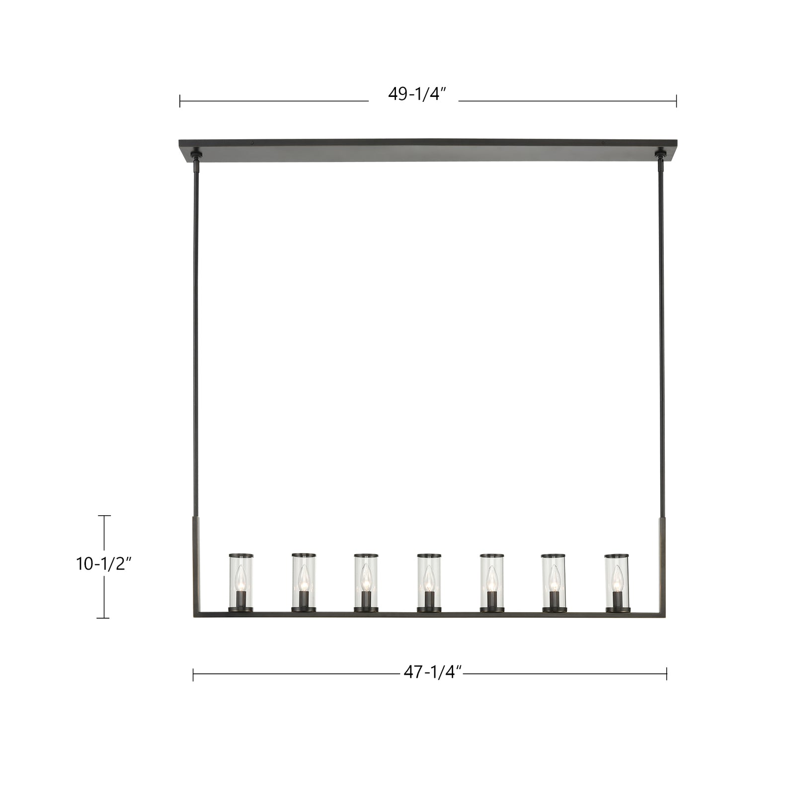 Revolve Clear Glass/Polished Nickel 7 Lights Linear Pendant