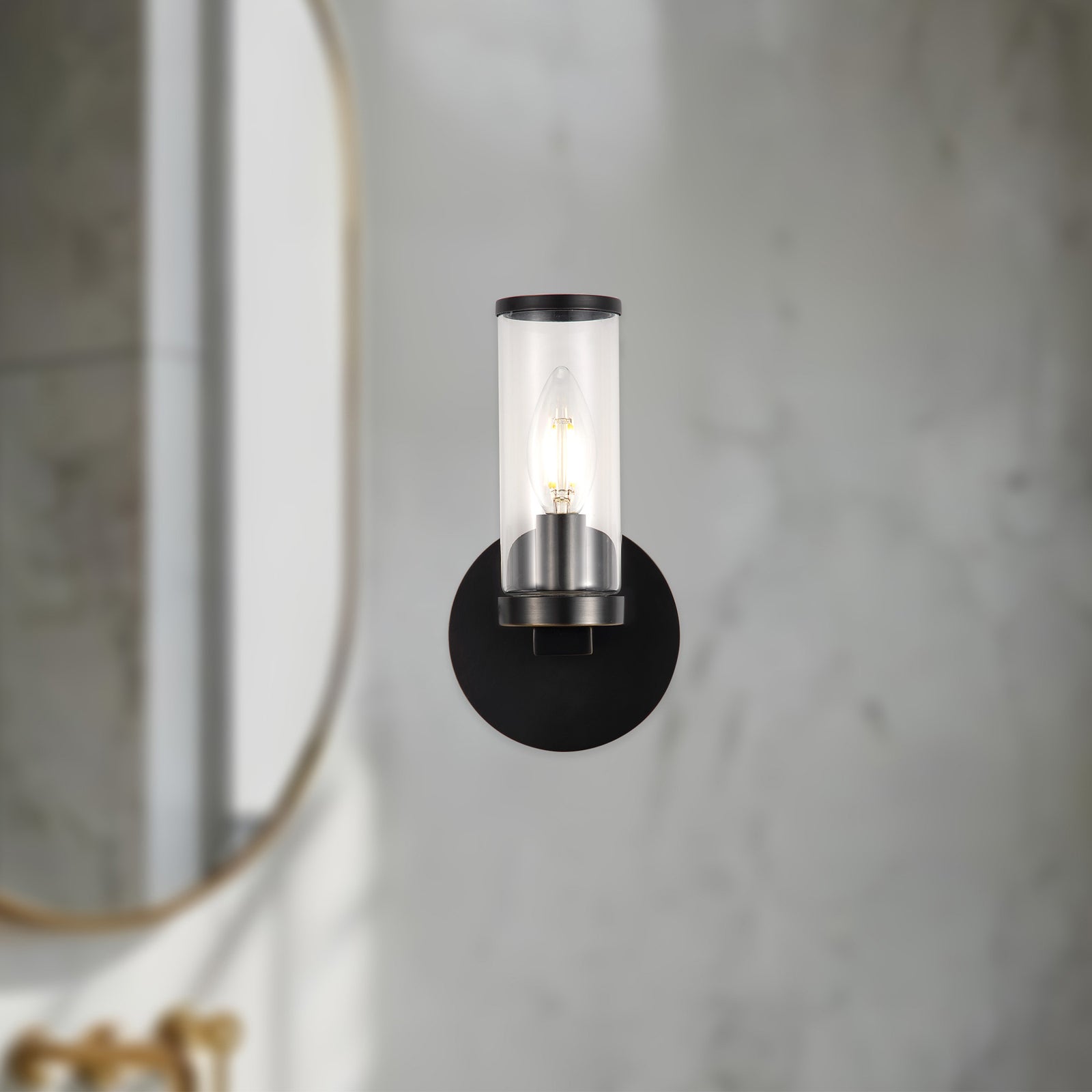 Revolve Clear Glass/Urban Bronze 1 Light Wall/Vanity