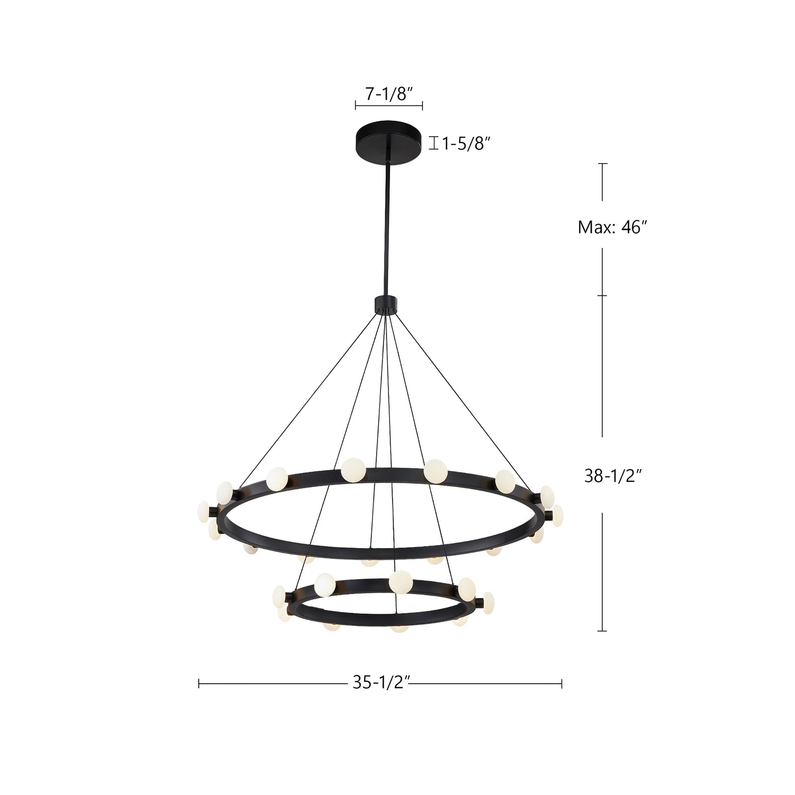 Rezz 36-in Black LED Chandeliers