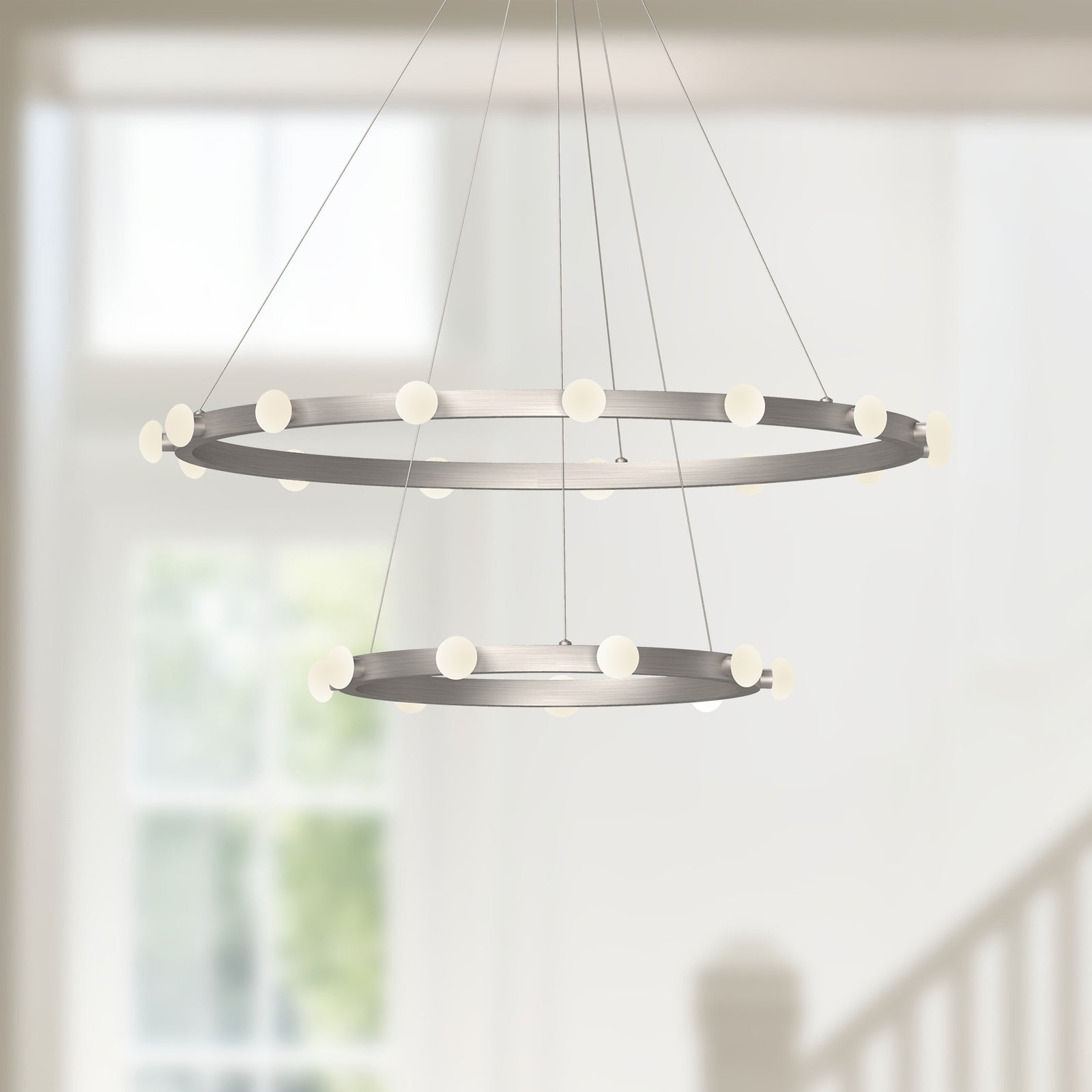 Rezz 36-in Brushed Nickel LED Chandeliers