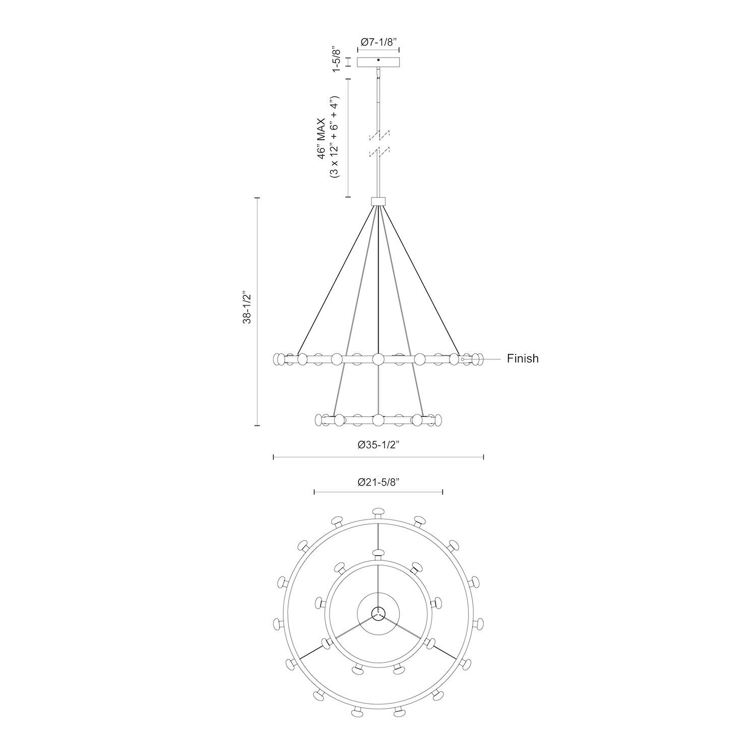 Rezz 36-in Black LED Chandeliers