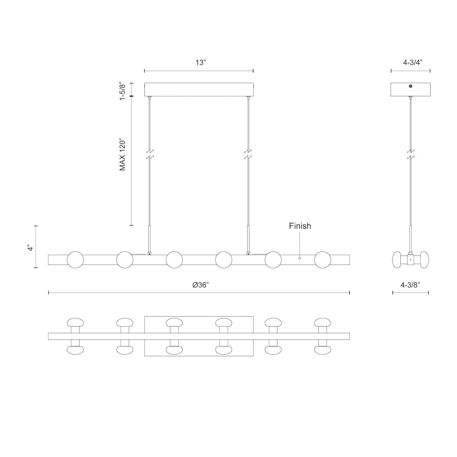 Rezz 36-in Black LED Linear Pendant