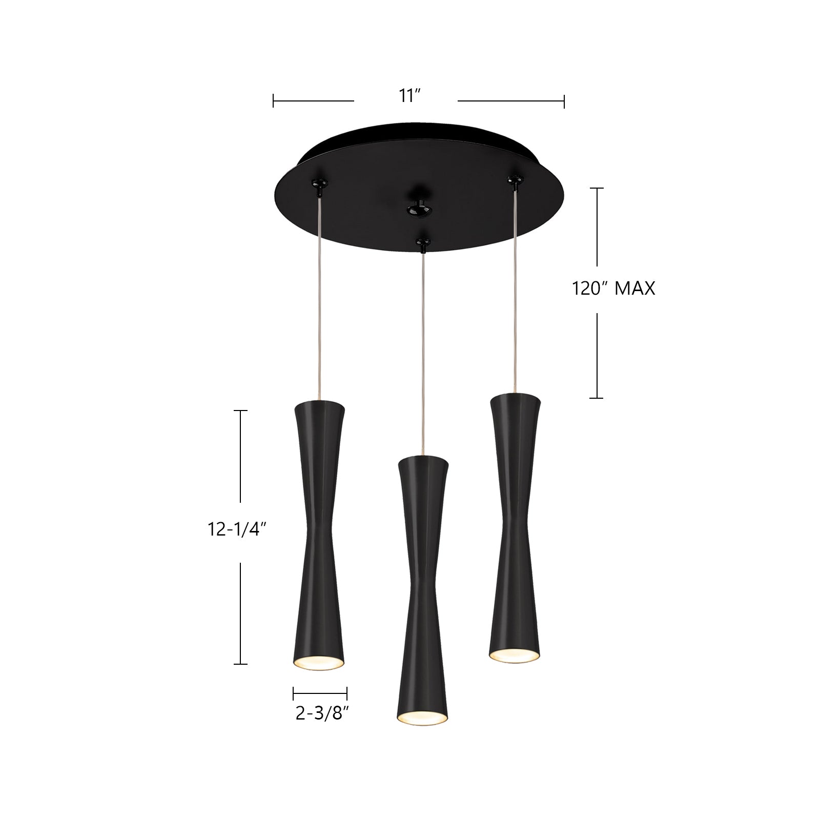 Robson 11-in Brushed Nickel 3-Light Multi Pendant