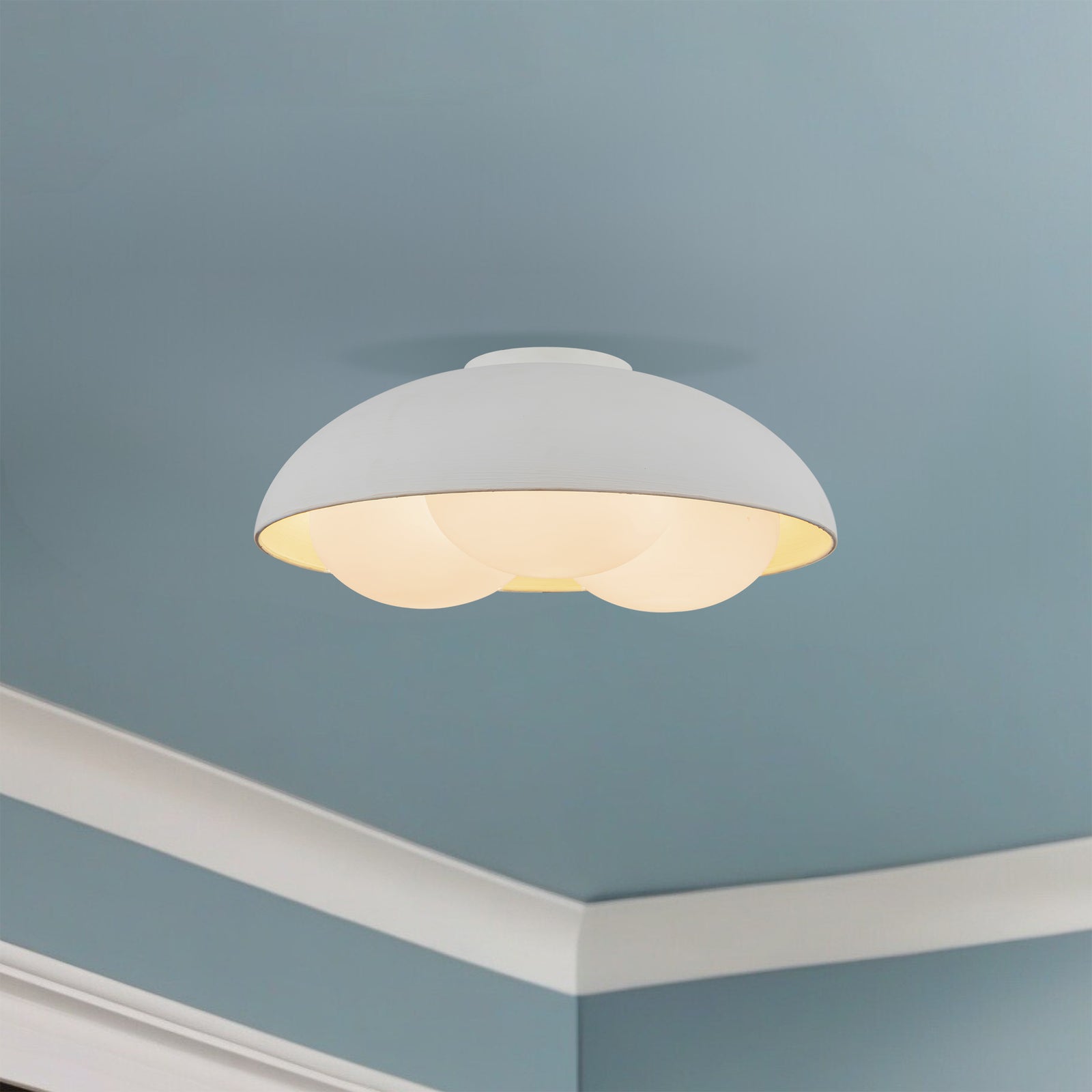 Robyn 16-in Antique White/Opal Glass Socket Flush Mount