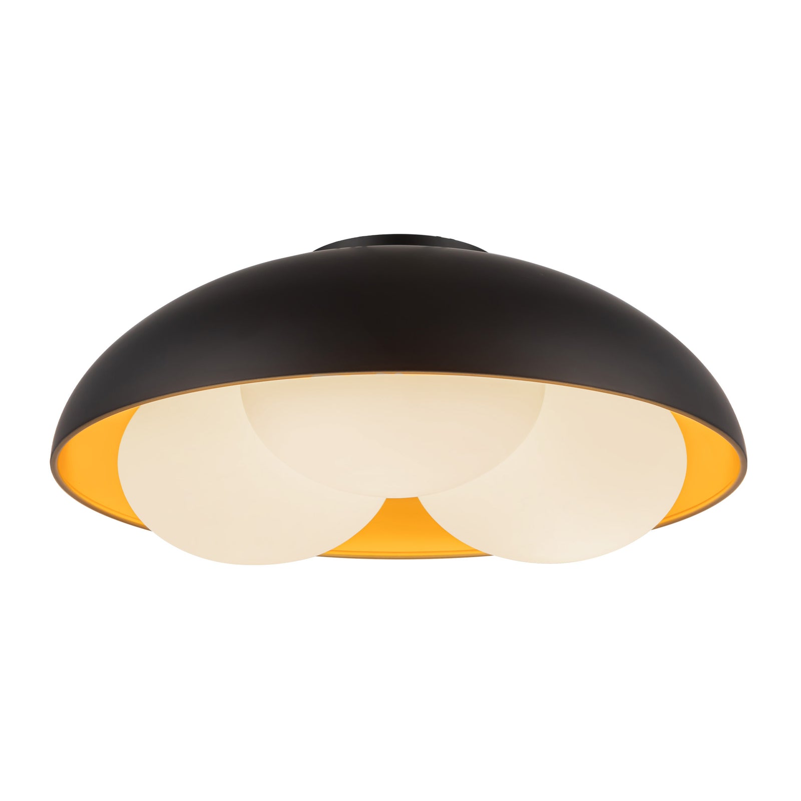 Robyn 16-in Matte Black/Opal Glass Socket Flush Mount