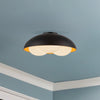 Robyn 16-in Matte Black/Opal Glass Socket Flush Mount