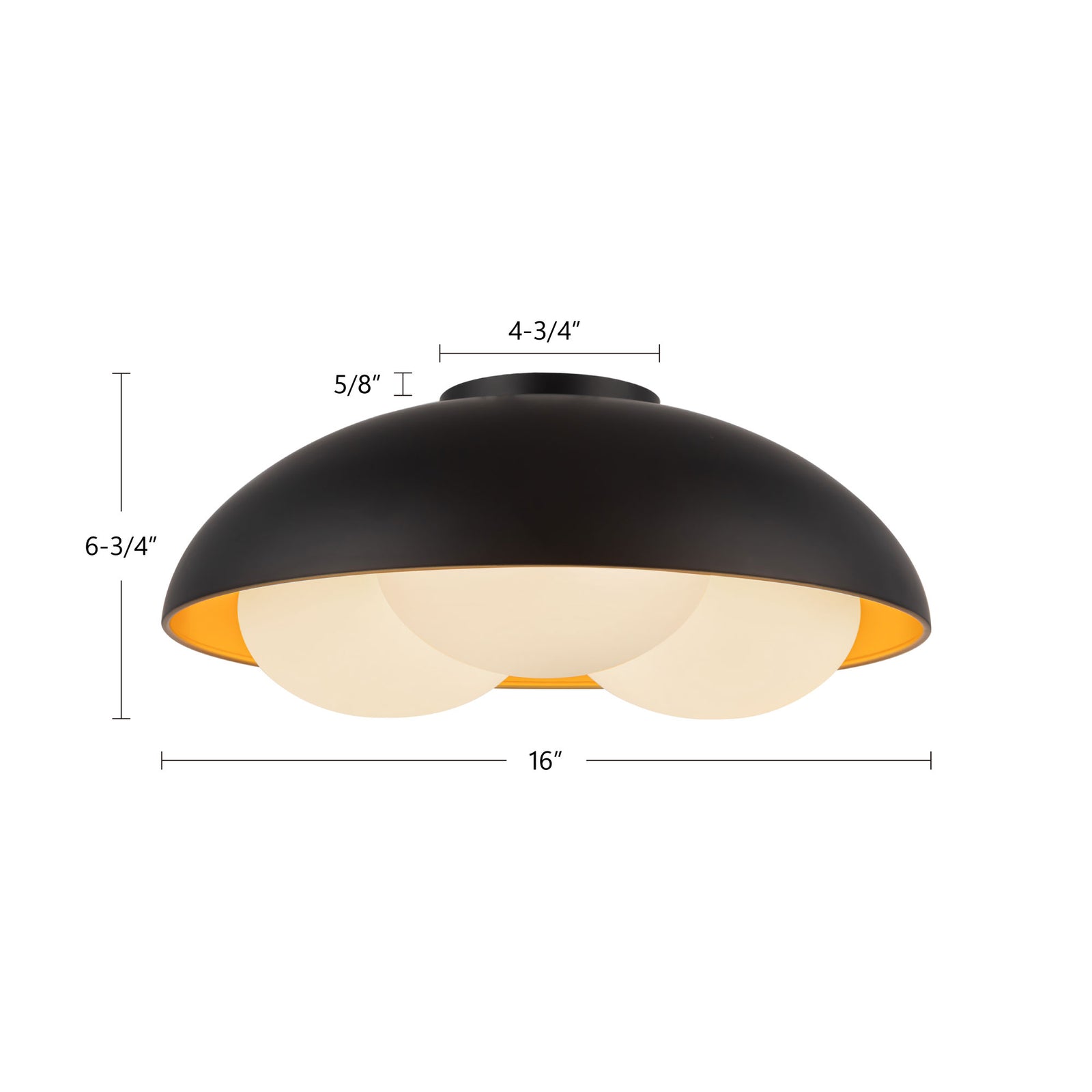Robyn 16-in Matte Black/Opal Glass Socket Flush Mount