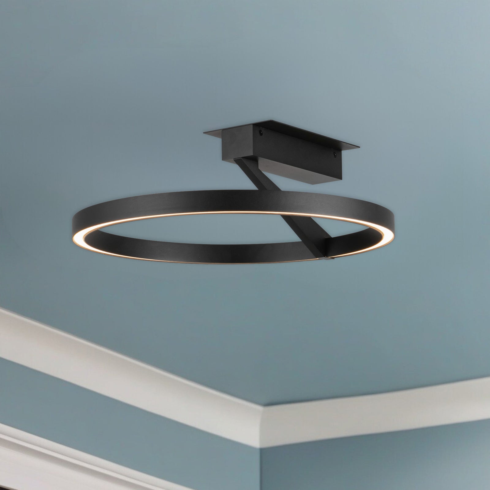 Roda 15-in Black LED Semi-Flush Mount