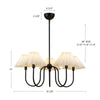 Rosemary 31-in Matte Black/Folded White Socket Chandelier