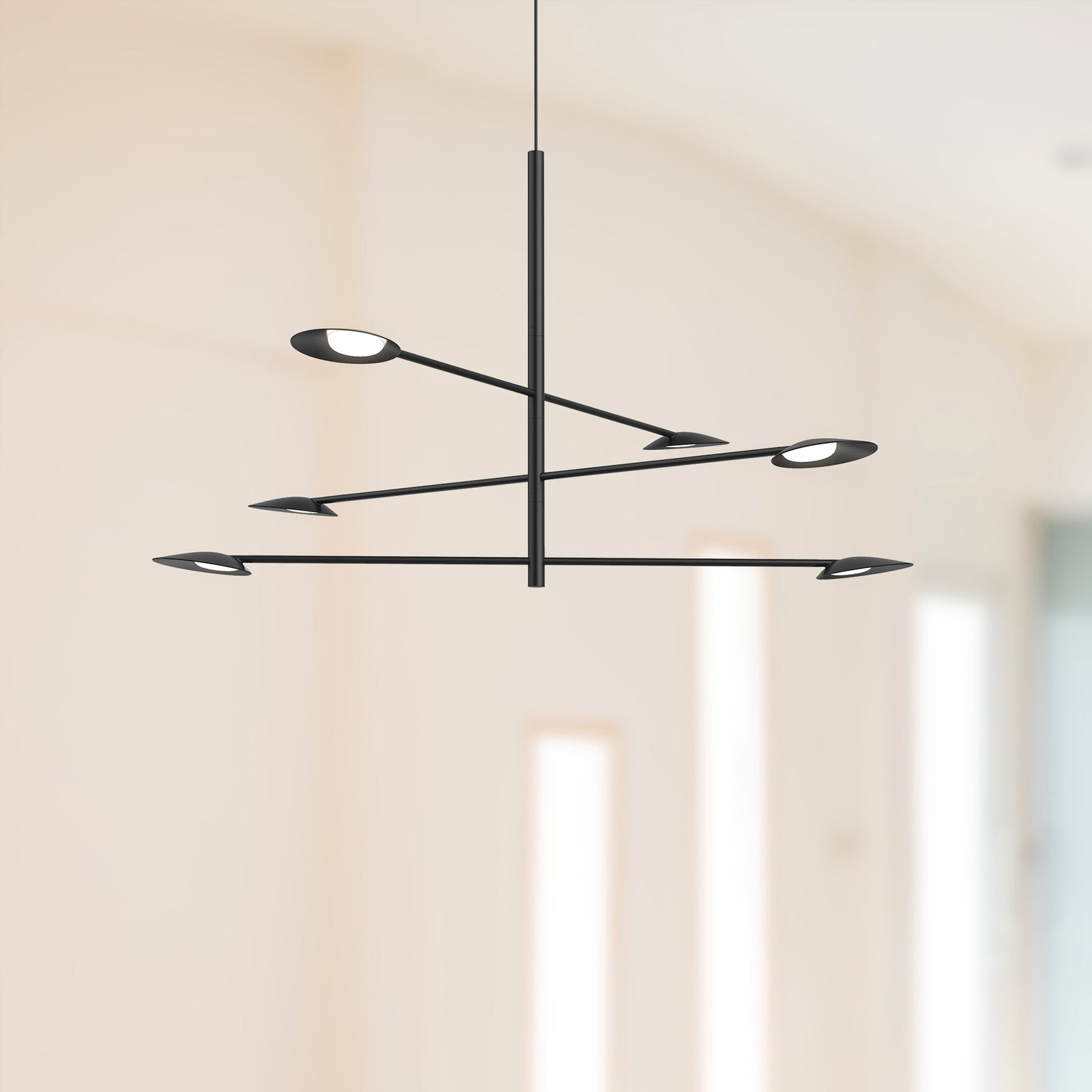 Rotaire 36-in Black LED Chandeliers