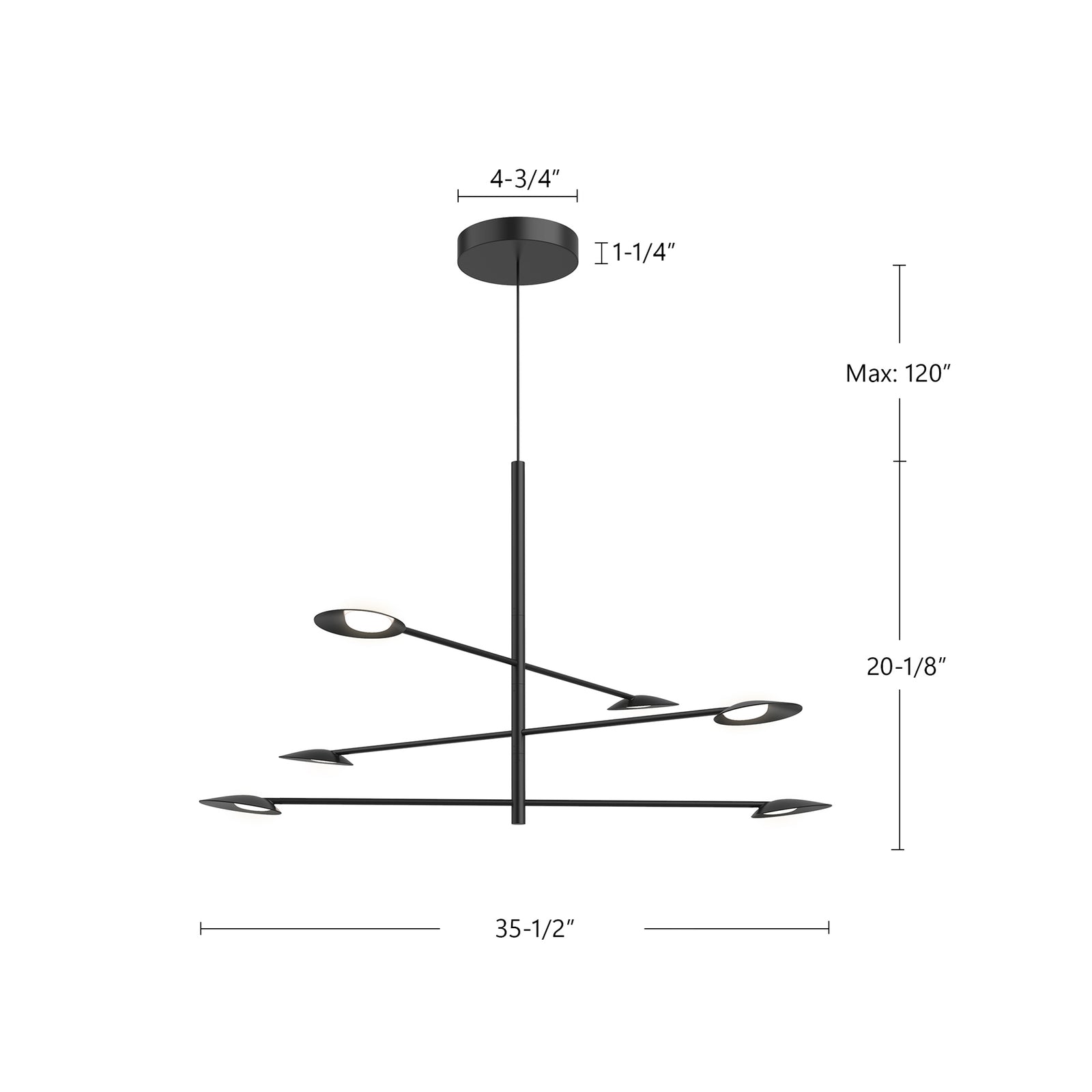 Rotaire 36-in Black LED Chandeliers