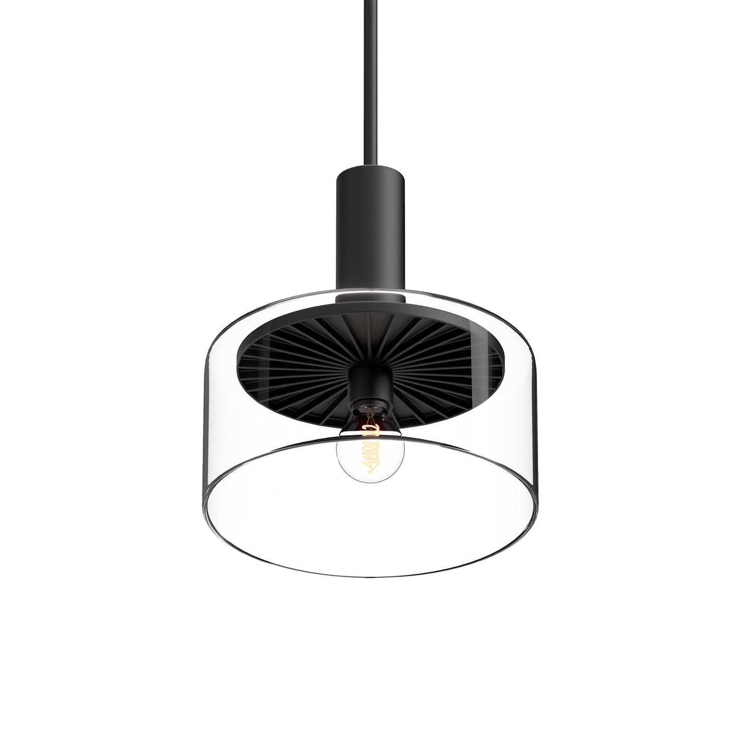 Royale 10-in Clear Glass/Matte Black 1 Light Pendant