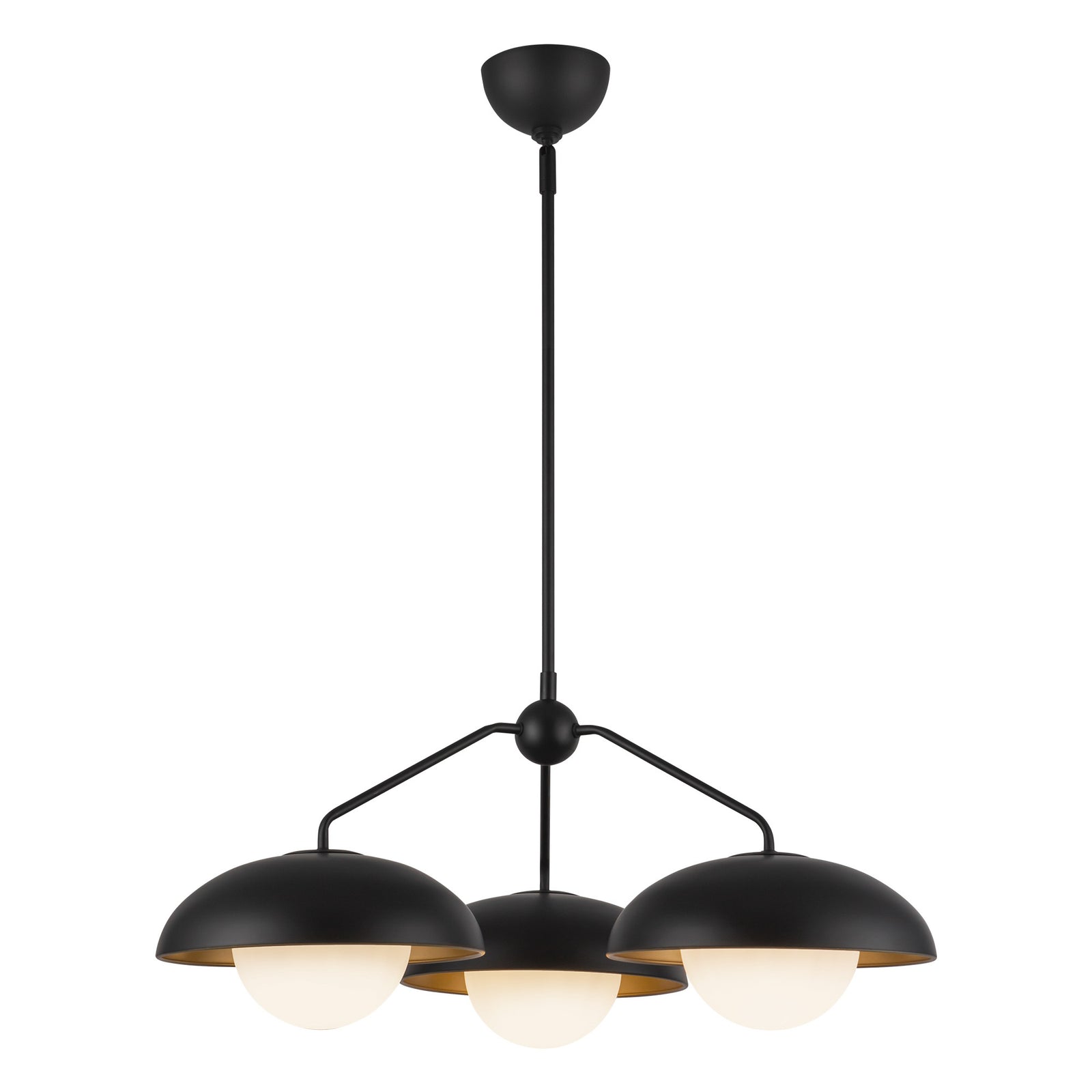 Rubio 28-in Matte Black/Opal Matte Glass 3 Lights Chandeliers