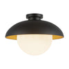 Rubio 16-in Matte Black/Opal Matte Glass 1 Light Flush Mount