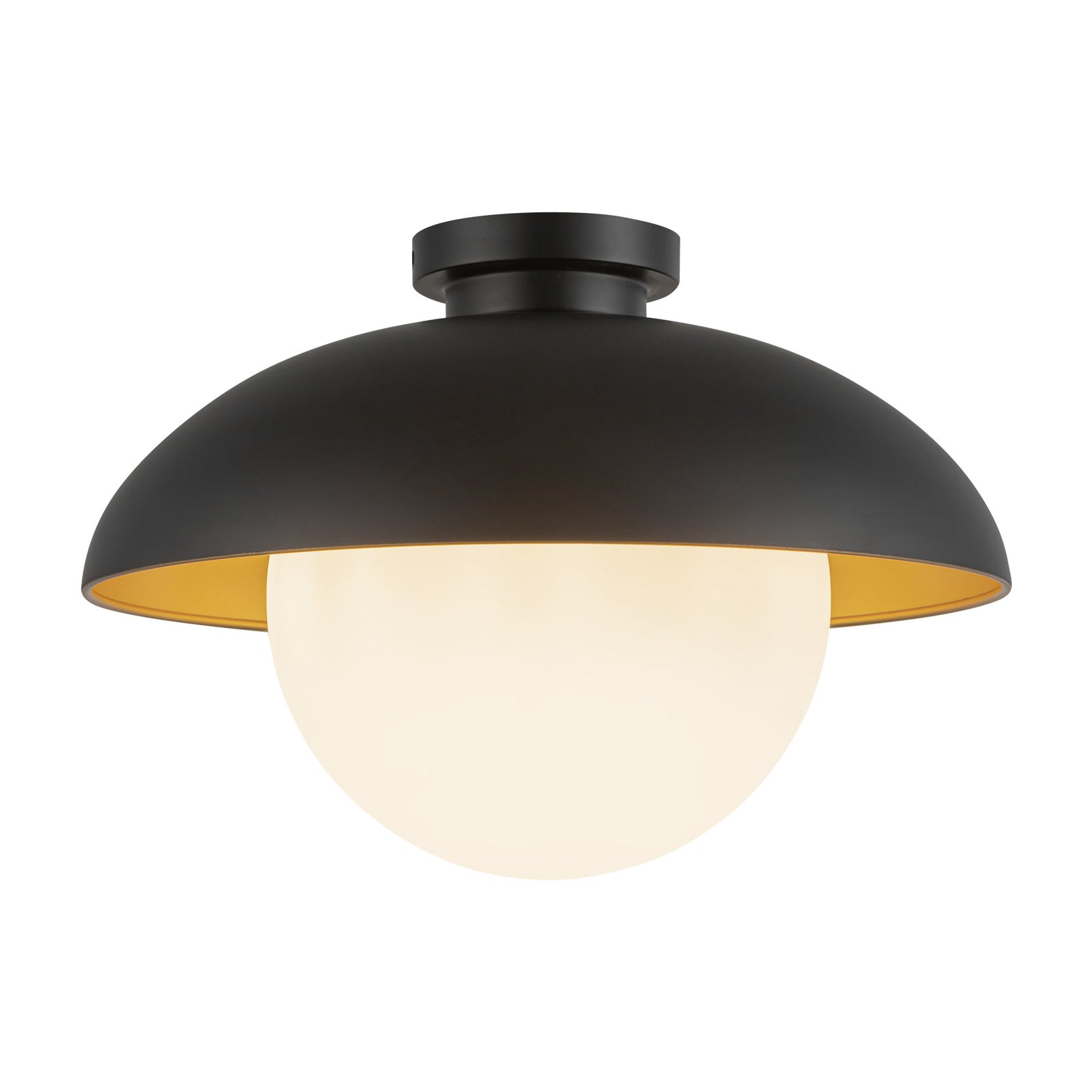 Rubio 16-in Matte Black/Opal Matte Glass 1 Light Flush Mount