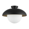 Rubio 16-in Matte Black/Opal Matte Glass 1 Light Flush Mount