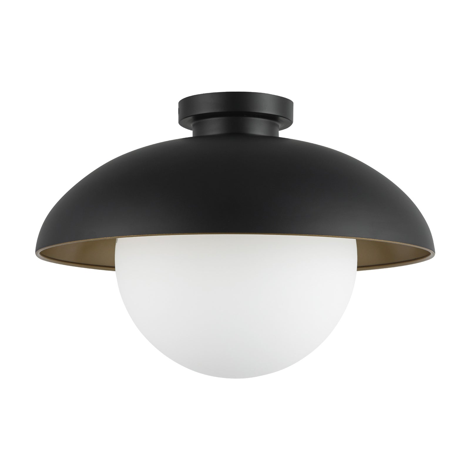 Rubio 16-in Matte Black/Opal Matte Glass 1 Light Flush Mount