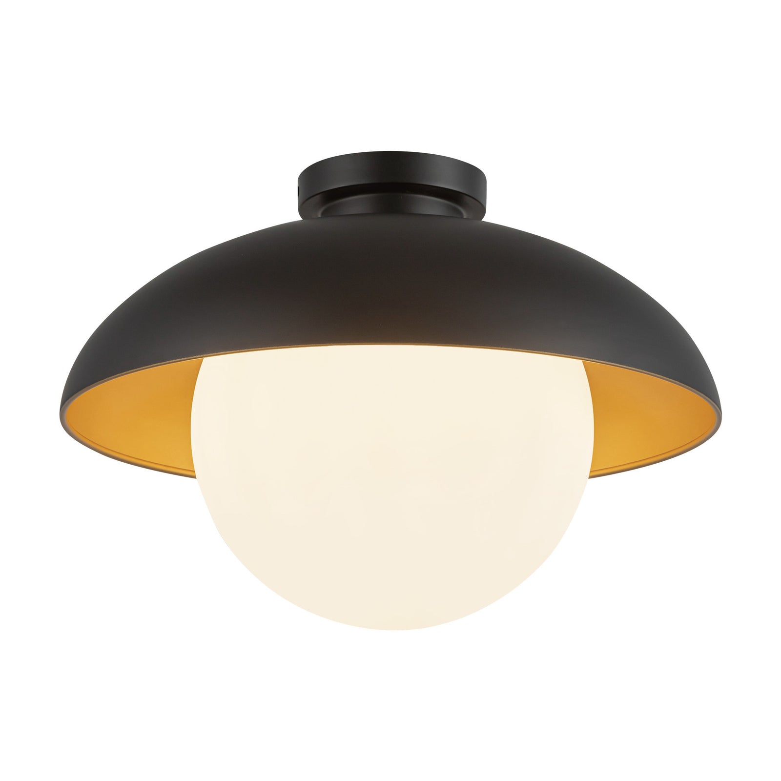 Rubio 16-in Matte Black/Opal Matte Glass 1 Light Flush Mount