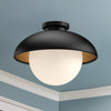 Rubio 16-in Matte Black/Opal Matte Glass 1 Light Flush Mount
