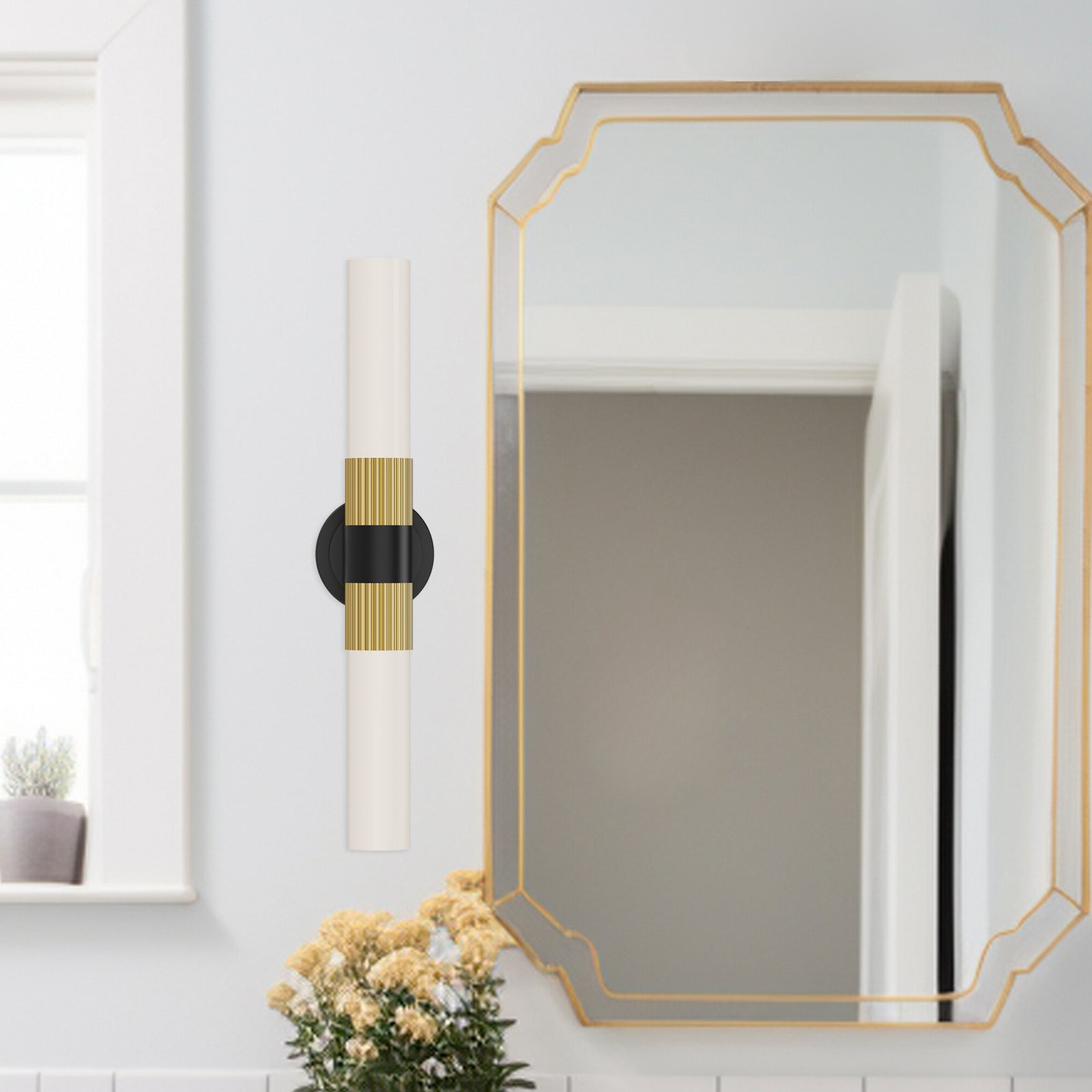 Rue 22-in Matte Black/Brushed Gold 2 Lights Vanity