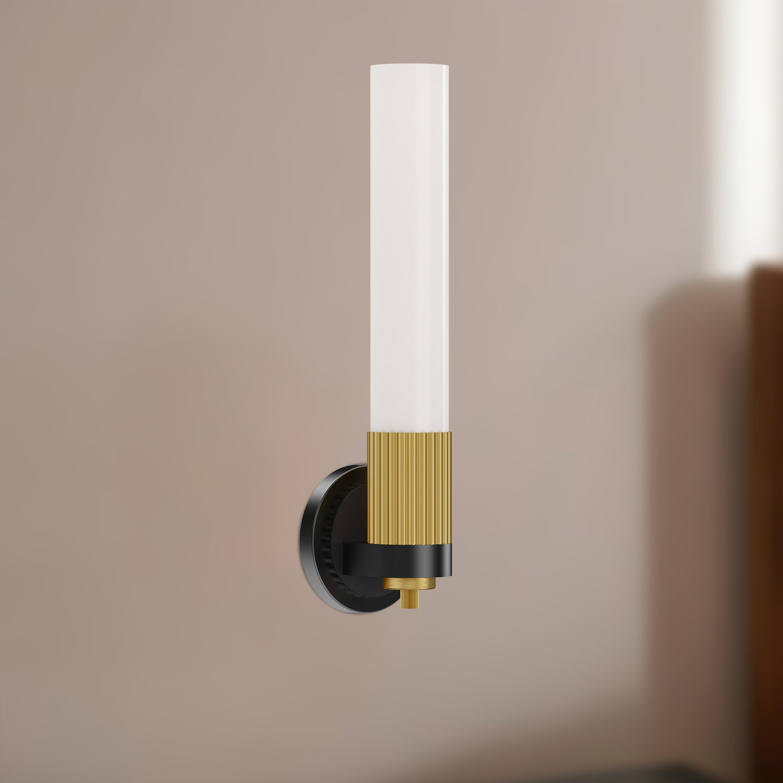 Rue 5-in Matte Black/Brushed Gold 1 Light Wall/Vanity