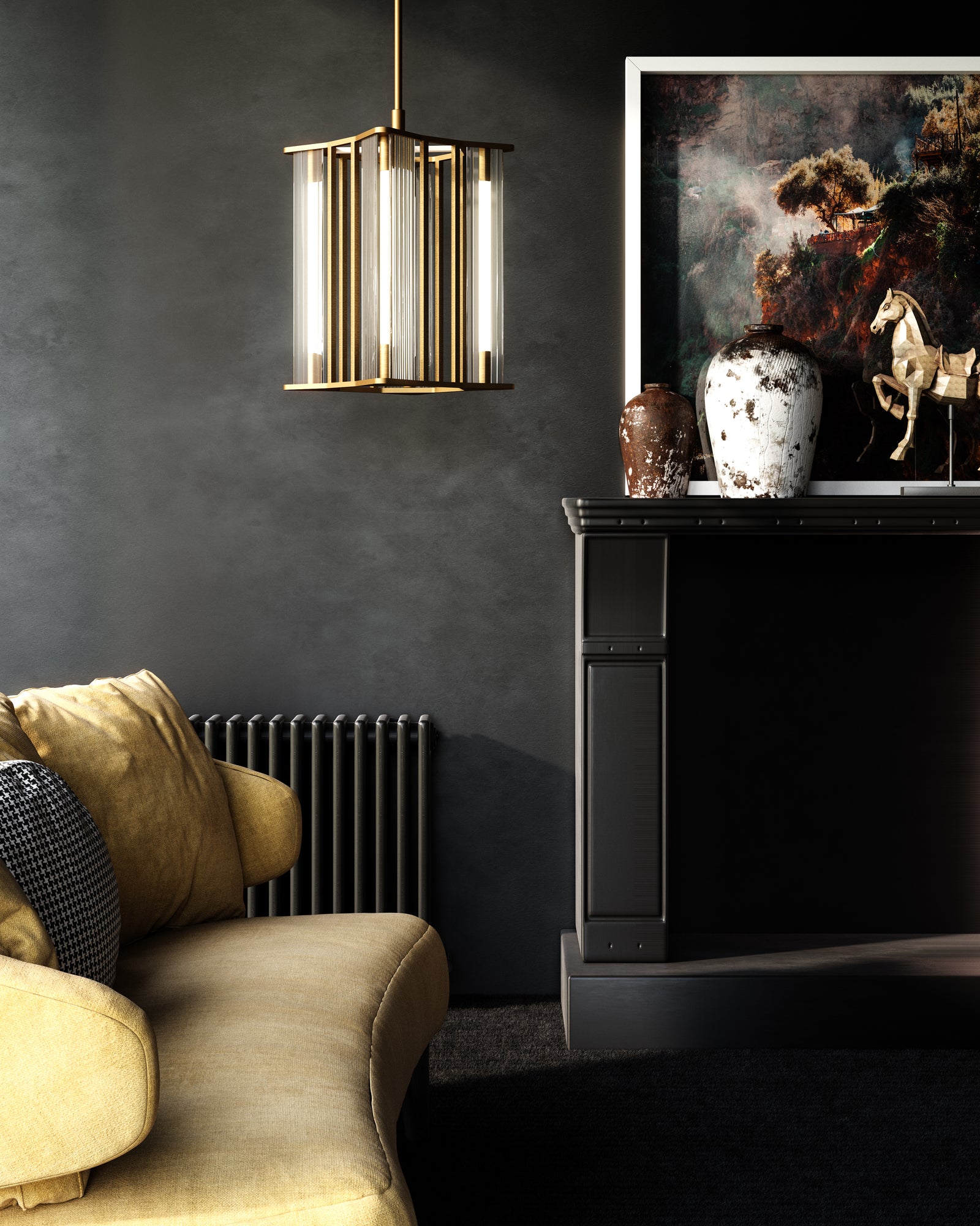 Sabre 11-in Ribbed Glass/Vintage Brass LED Pendant