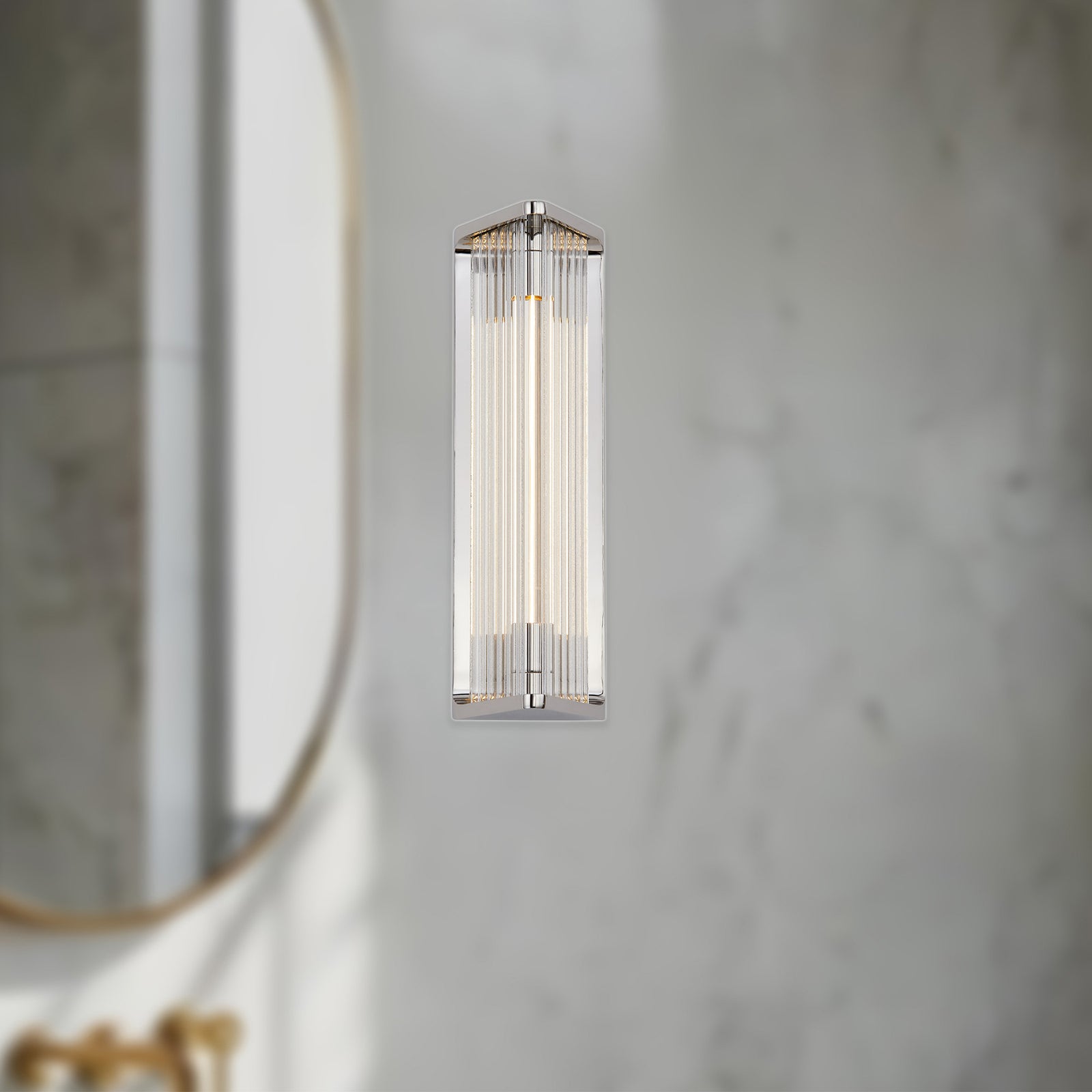 Sabre 12-in Polished Nickel/Ribbed Glass LED Wall/Vanity