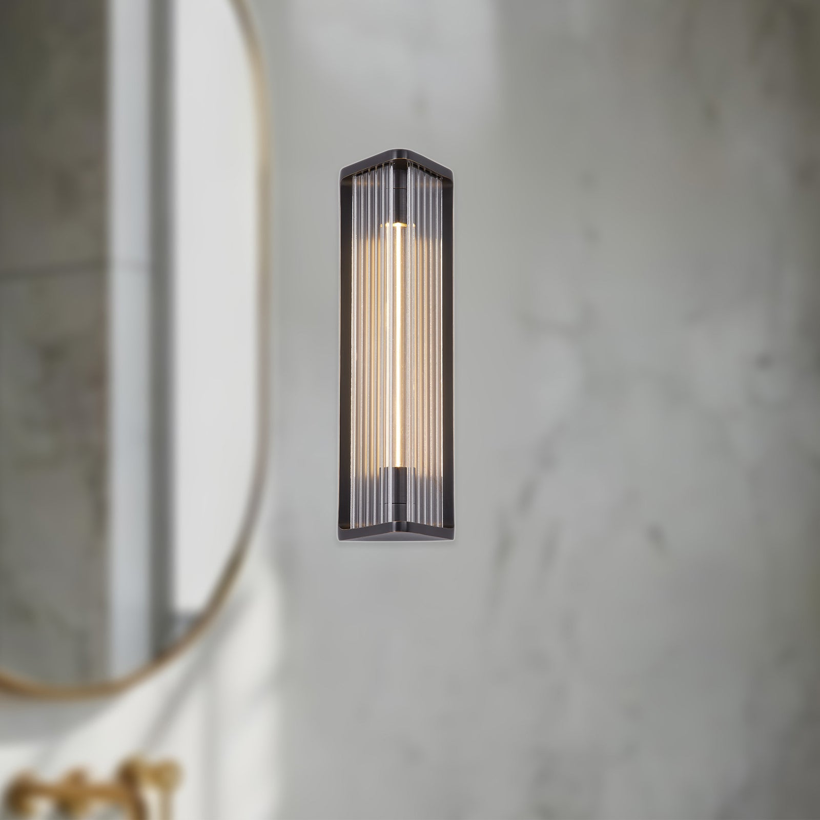 Sabre 12-in Ribbed Glass/Urban Bronze LED Wall/Vanity