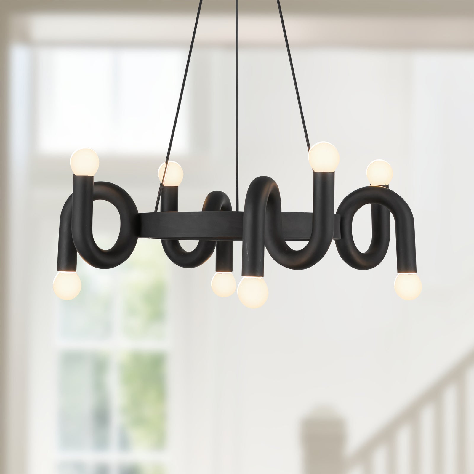 Sadie 23-in Matte Black Socket Chandelier