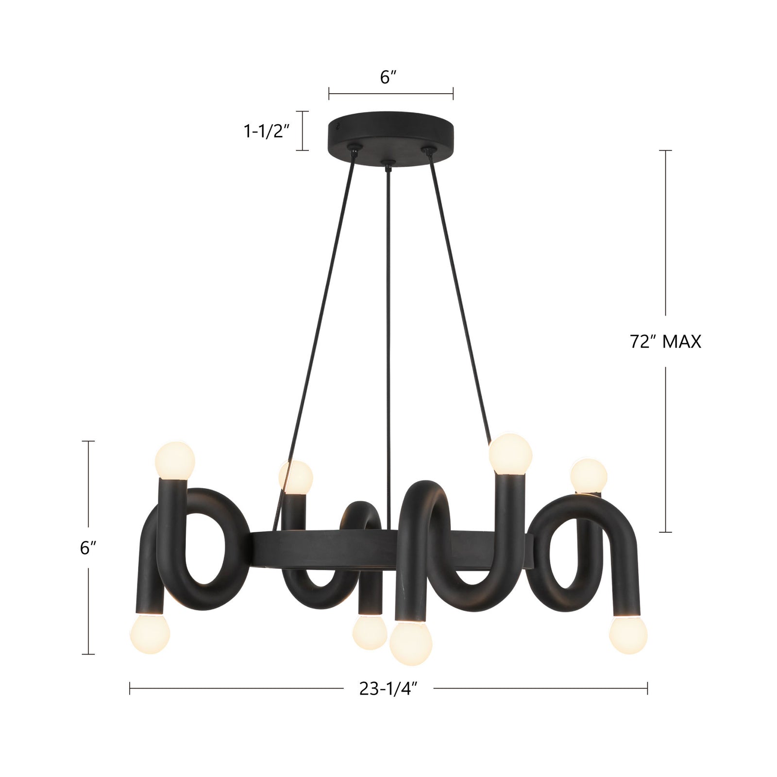 Sadie 23-in Matte Black Socket Chandelier