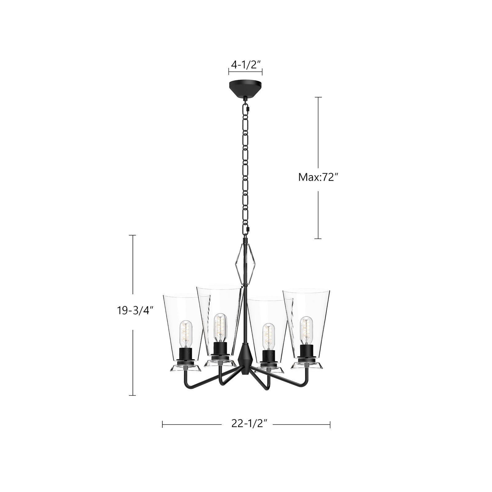 Salem 23-in Brushed Gold/Clear Glass 4 Lights Chandeliers