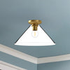 Salem 14-in Brushed Gold/Clear Glass 1 Light Flush Mount