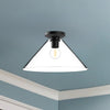 Salem 14-in Clear Glass/Matte Black 1 Light Flush Mount