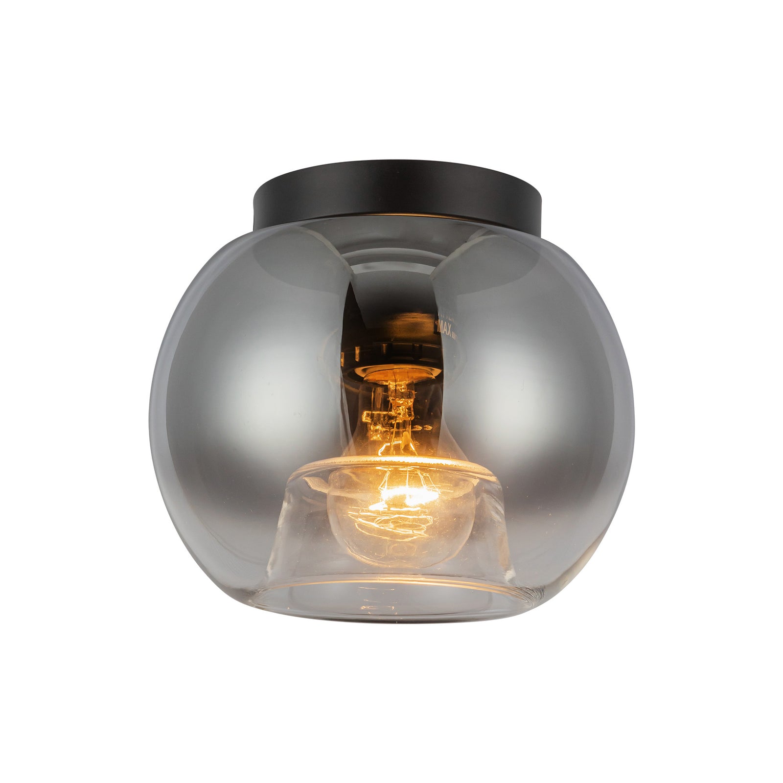 Samar 8-in Black/Smoked 1 Light Flush Mount