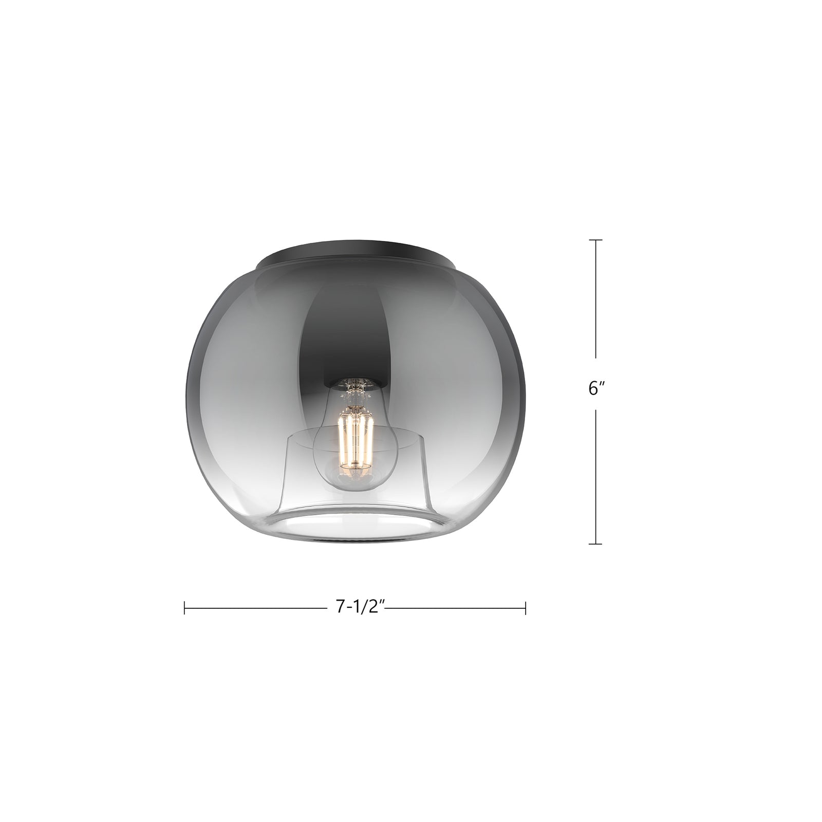 Samar 8-in Black/Smoked 1 Light Flush Mount