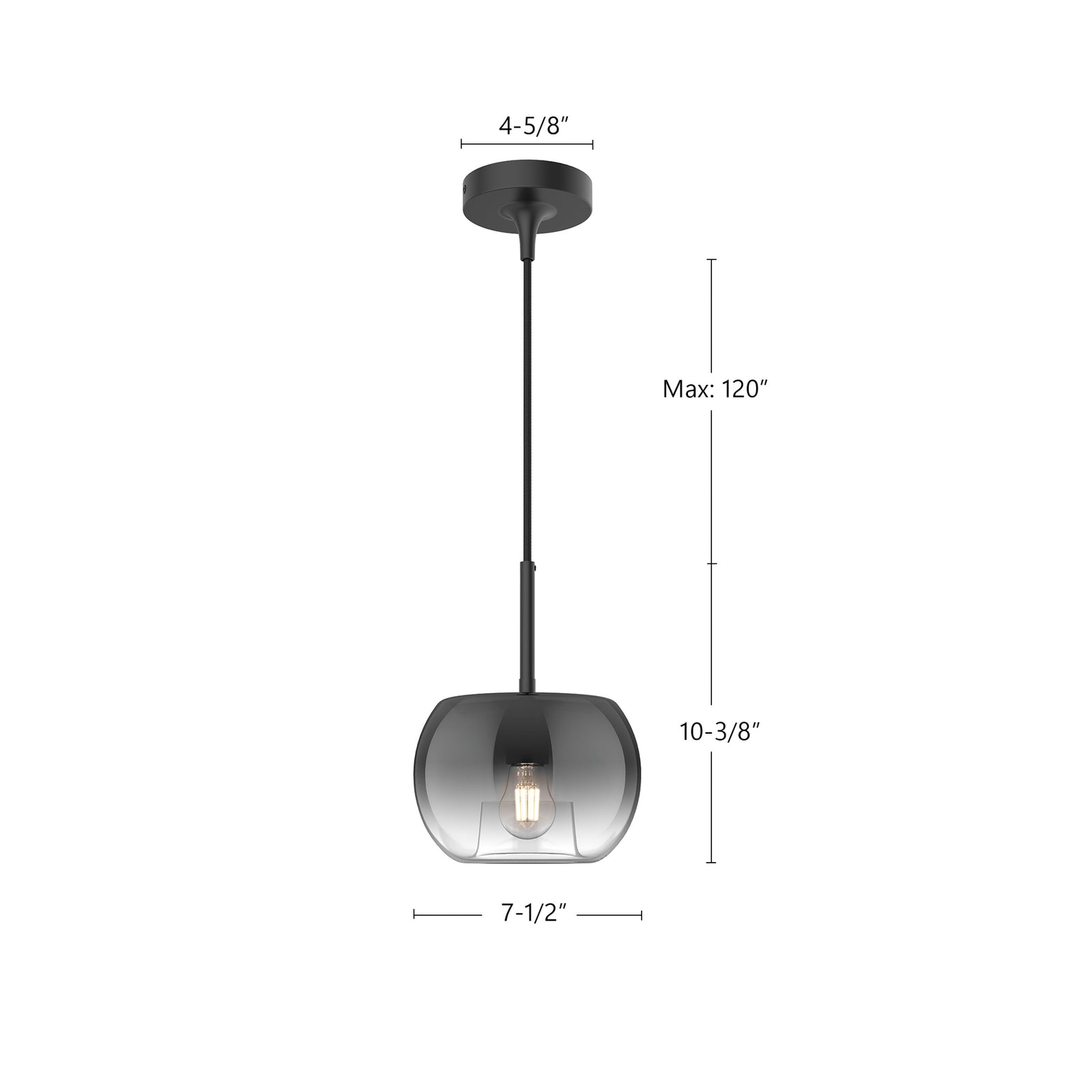Samar 8-in Black/Smoked 1 Light Pendant