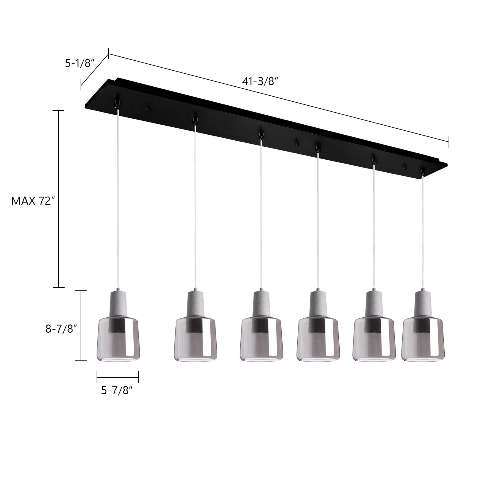 Samson 42-in White/Clear Glass 6-Light Multi Pendant