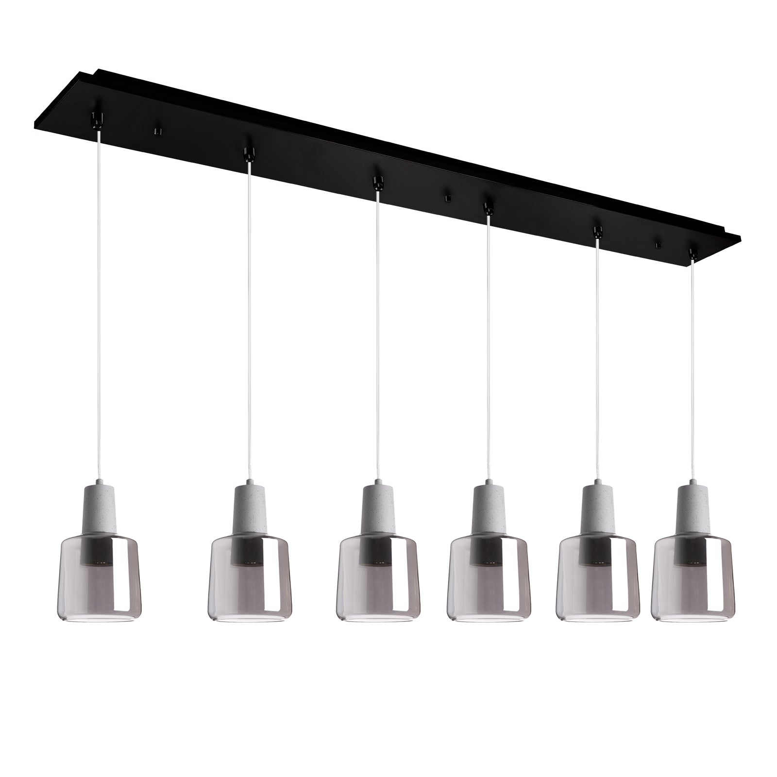 Samson 42-in Black/Smoked Glass 6-Light Multi Pendant