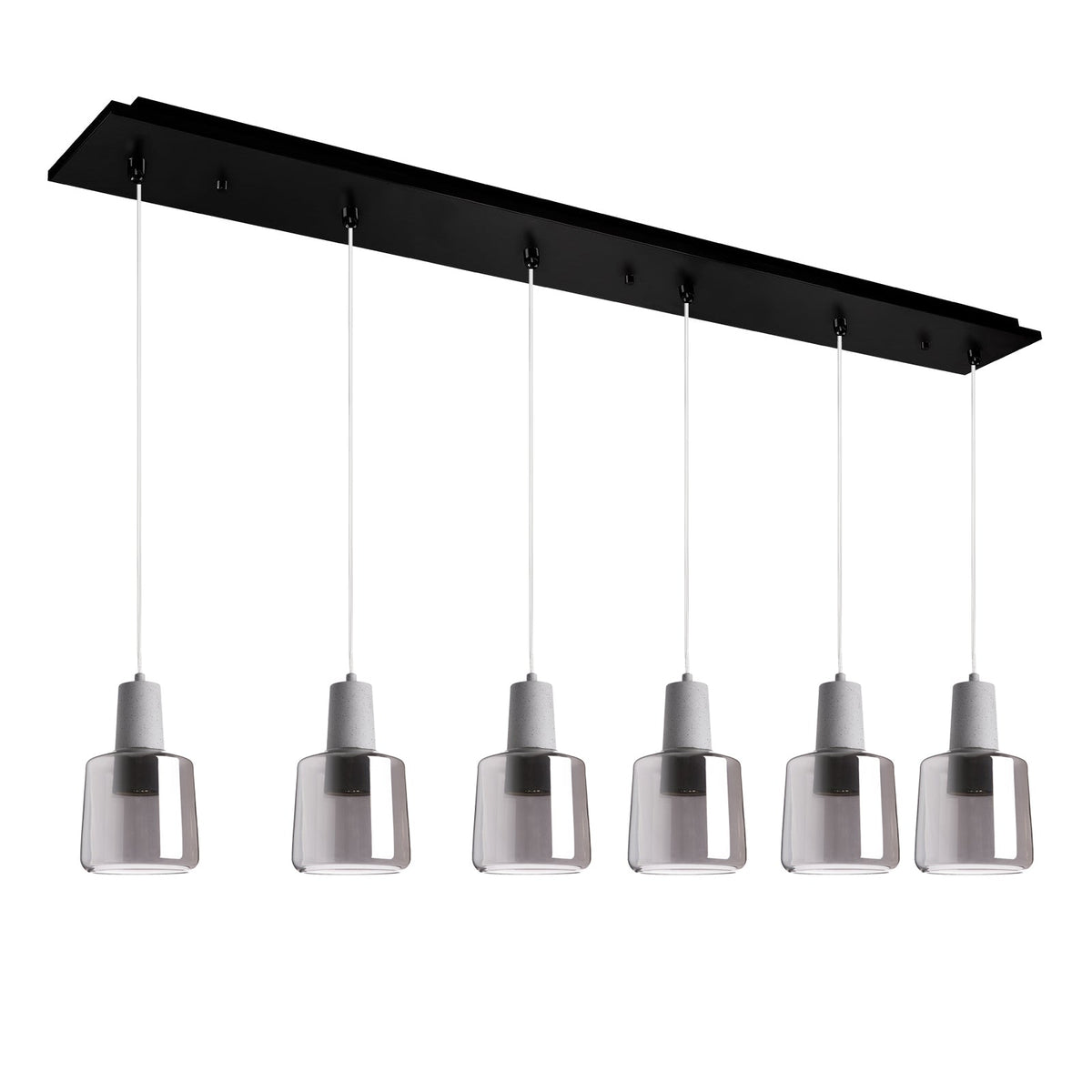Samson 42" (6 Lights) Black/Smoked Glass