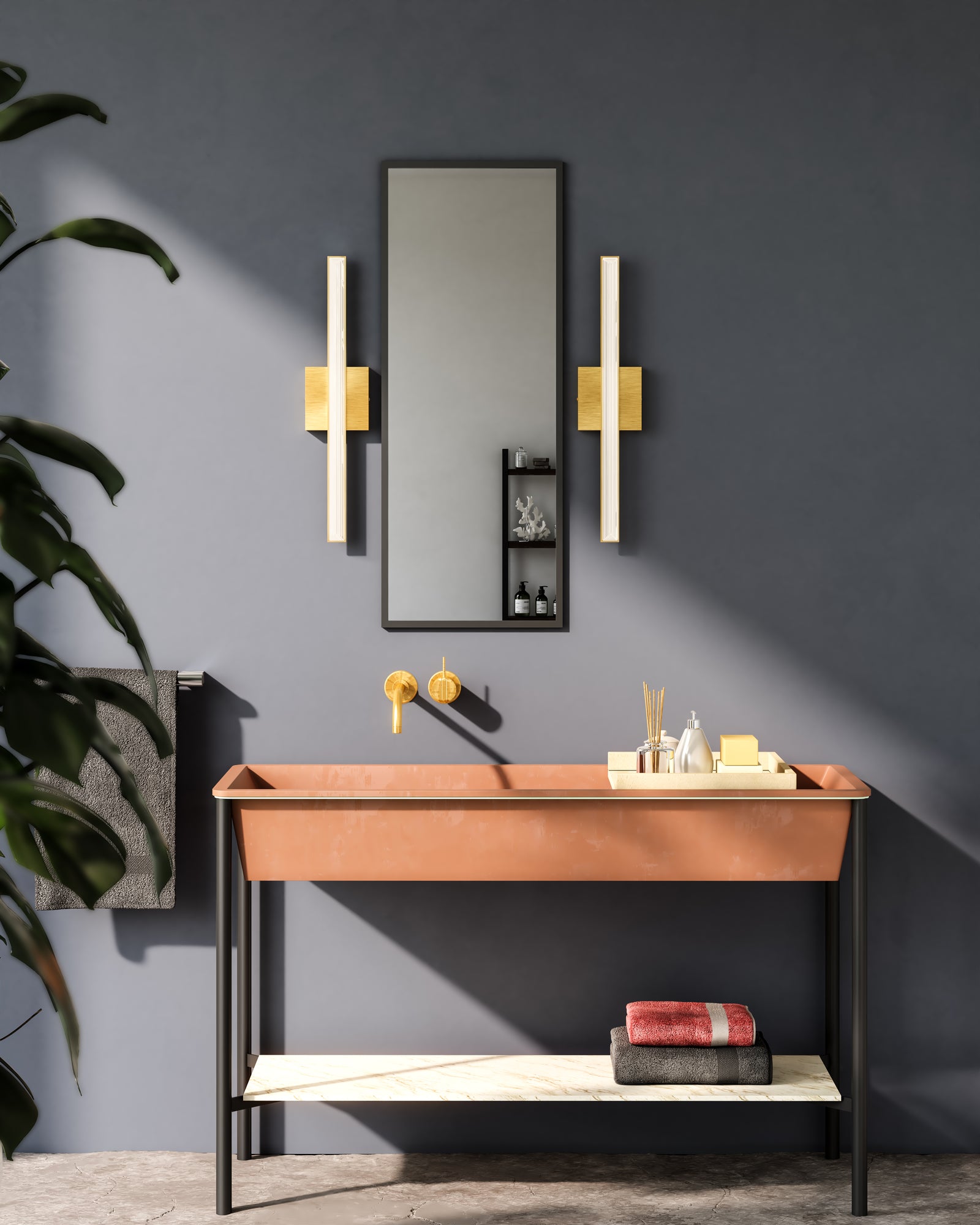 Saphir 34-in Brushed Gold LED Vanity