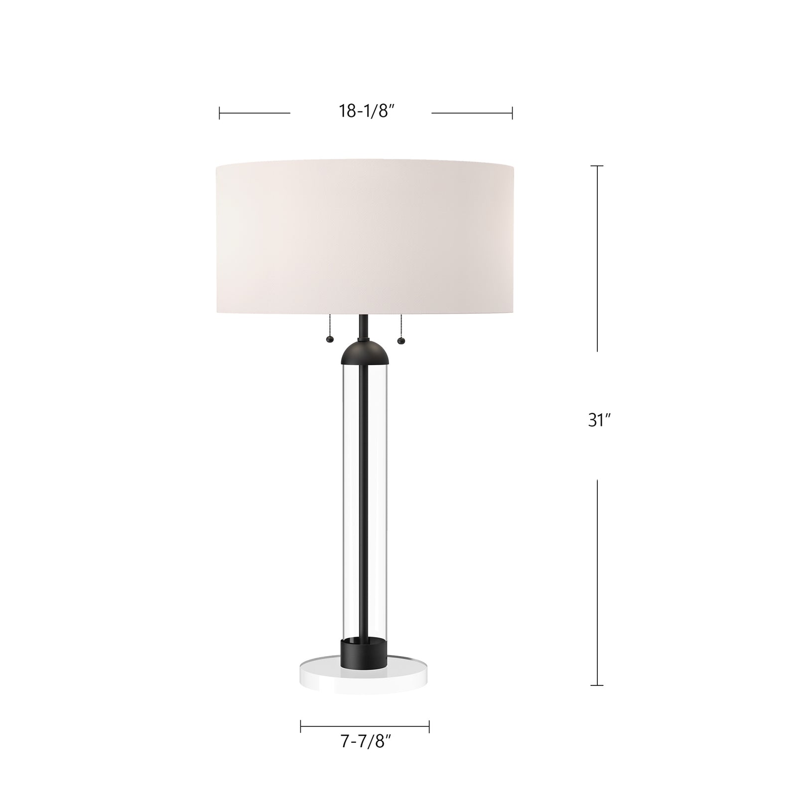 Sasha 18-in Matte Black/White Linen 2 Lights Table Lamp