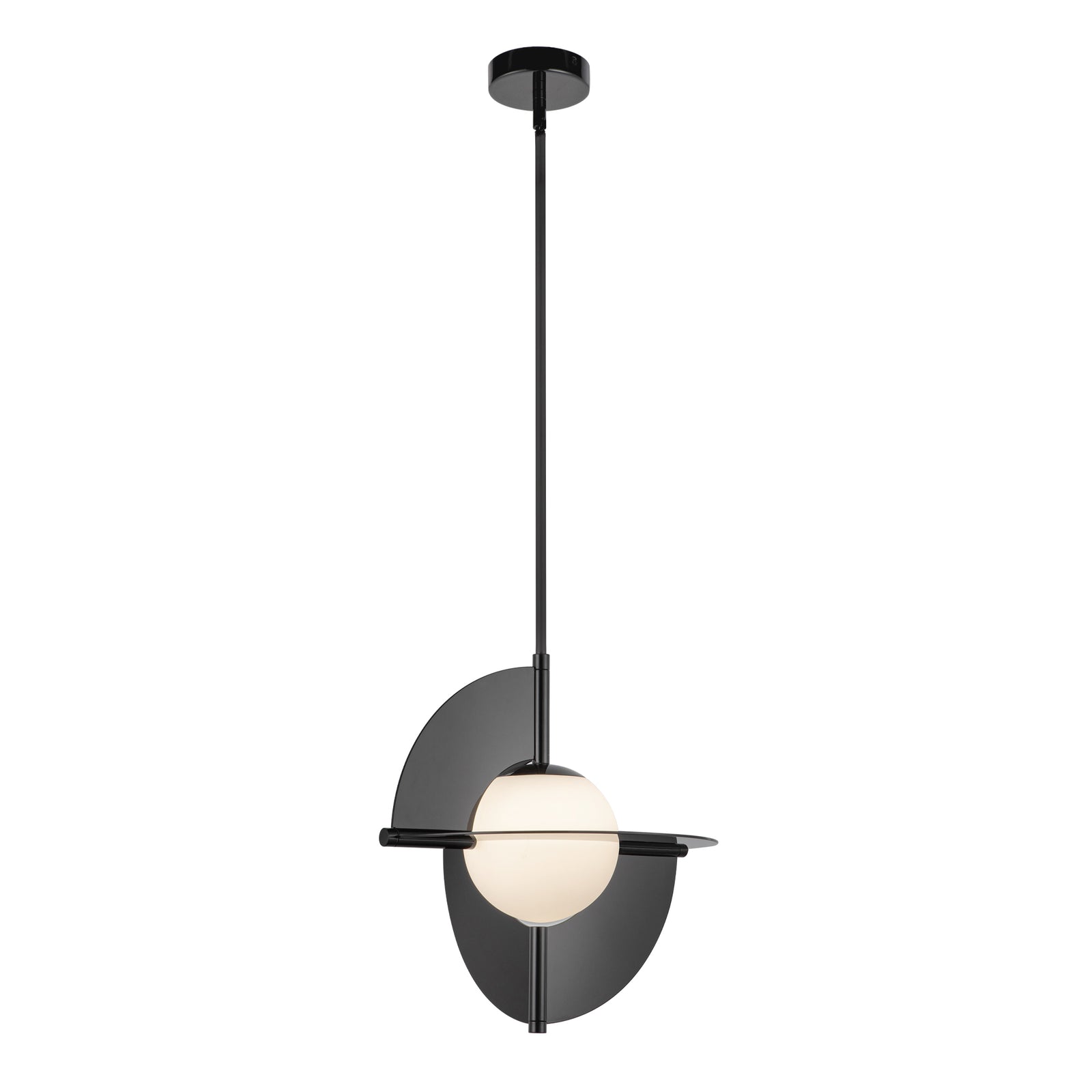 Scorpio 16-in Glossy Black/Opal Glass LED Pendant