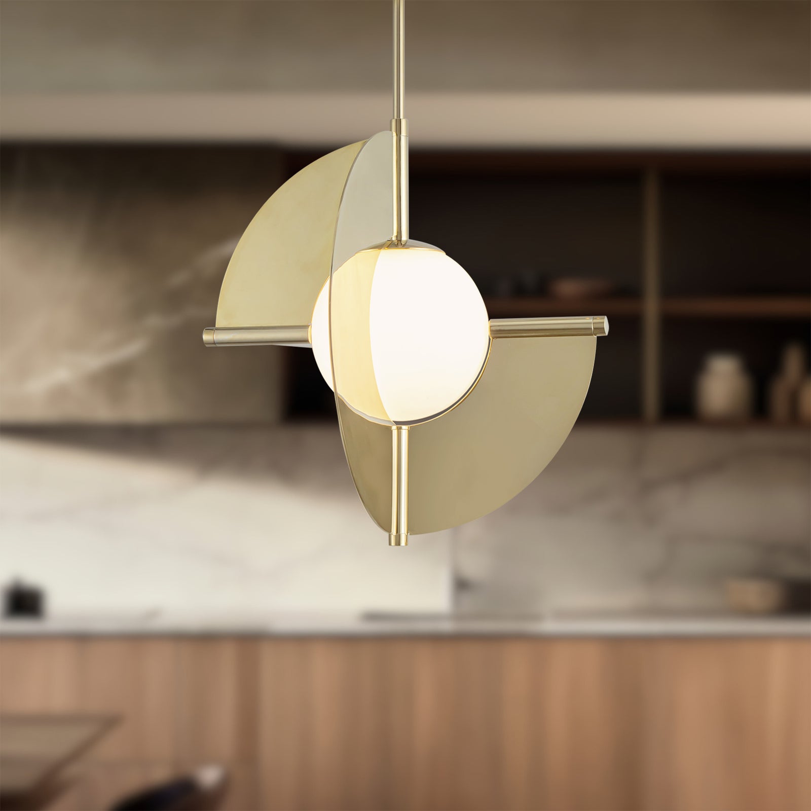 Scorpio 16-in Metallic Brass/Opal Glass LED Pendant