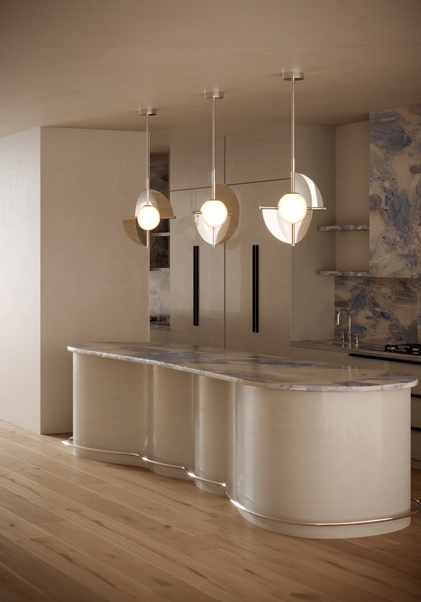 Scorpio 16-in Polished Nickel/Opal Glass LED Pendant