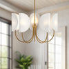Seno 32-in Aged Gold/White Cotton Fabric 5 Lights Chandeliers