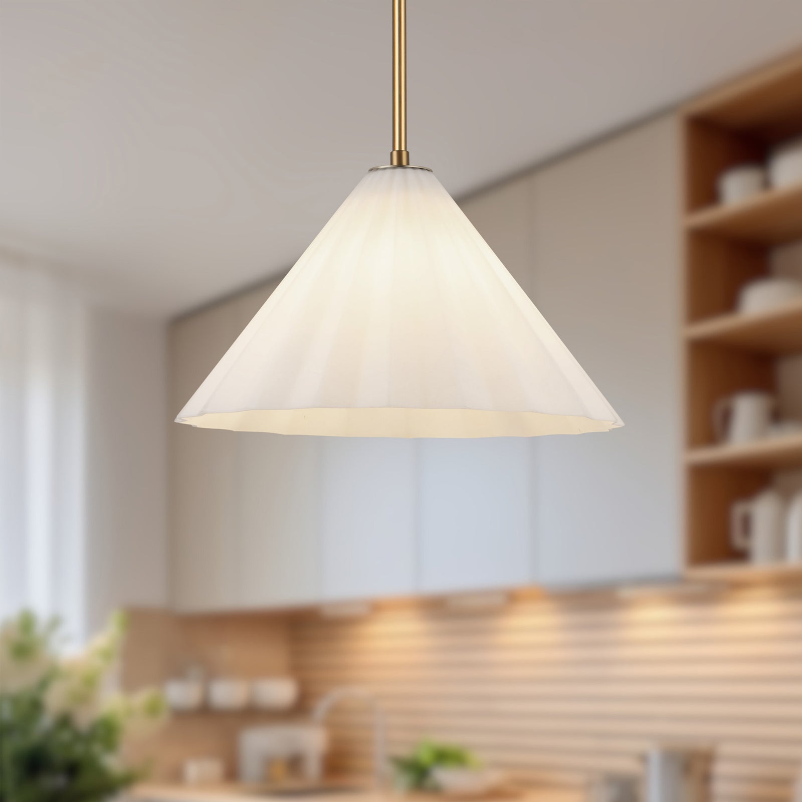 Serena 14-in Aged Brass/Opal Glass 1 Light Pendant