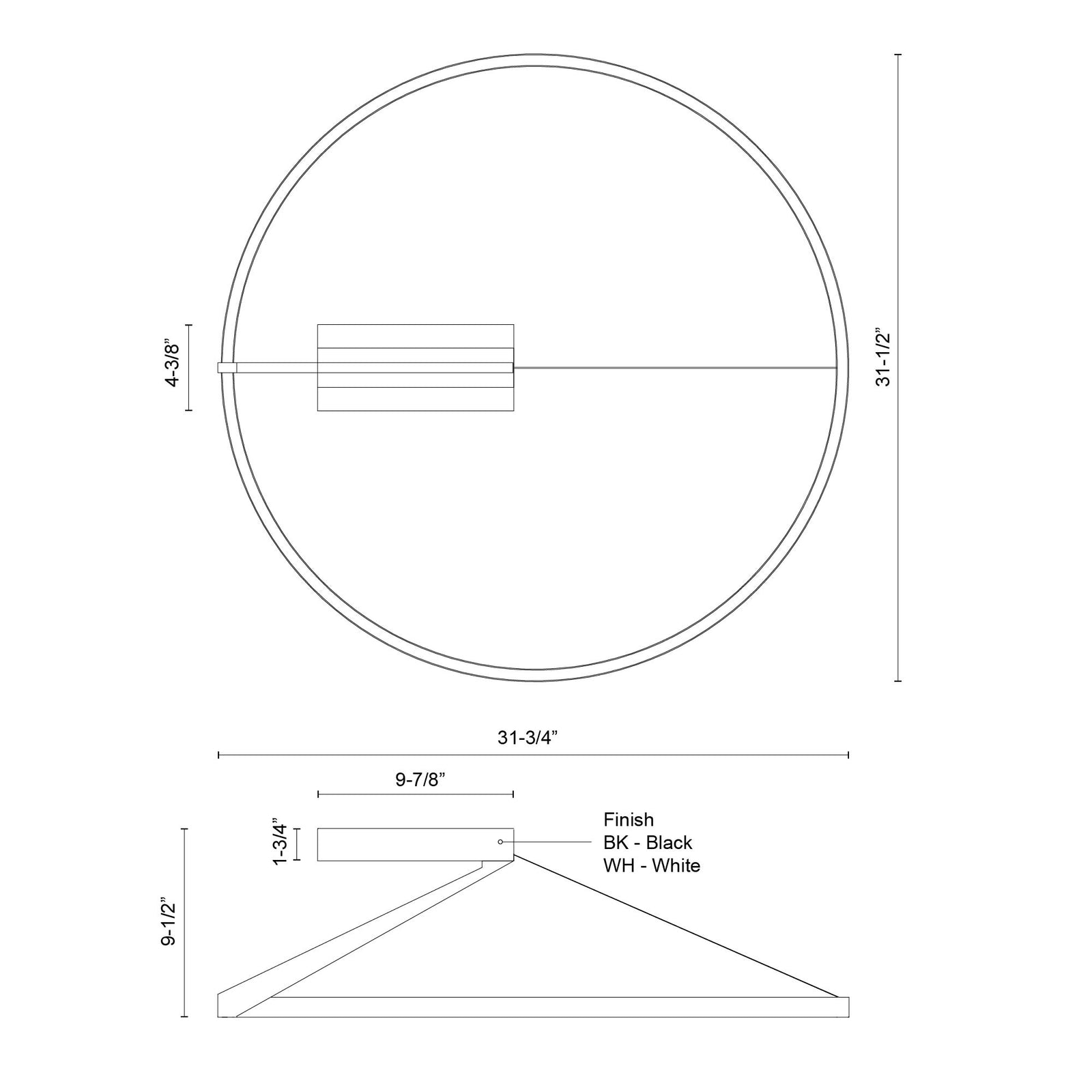 Roda 31-in White LED Semi-Flush Mount