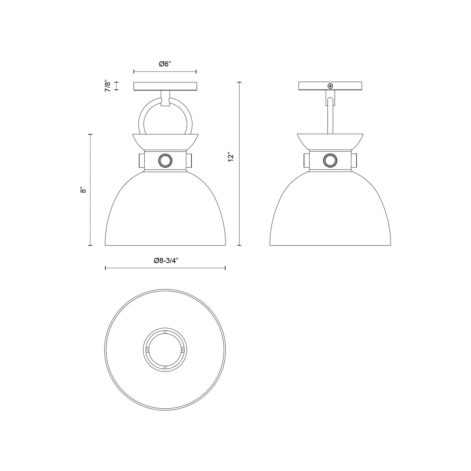 Waldo 9-in Matte Black/Clear Glass 1 Light Semi Flush Mount