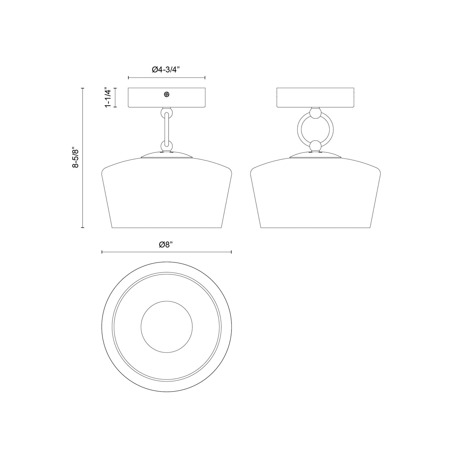 Leota 8-in Matte Black/Clear Glass LED Semi-Flush Mount